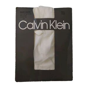 New CALVIN KLEIN Shimmer Control Top Pantyhose Size A White Night-Lights Vintage